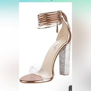 Gold rhinestone heels
